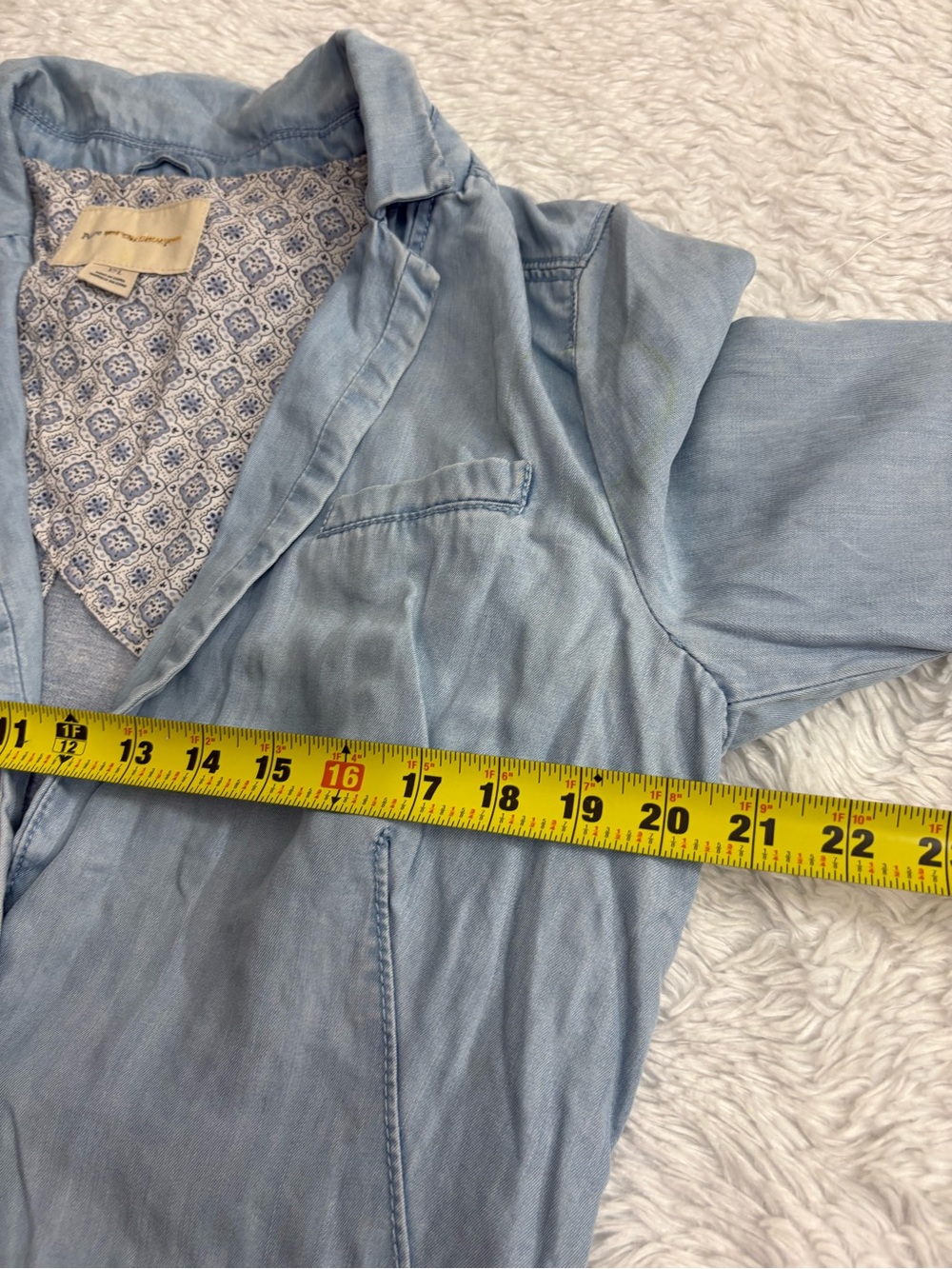 Pilcro Anthropologie Chambray Blazer Blue Jacket Boho Coastal
Chic Resort Sz L - Picture 7 of 13